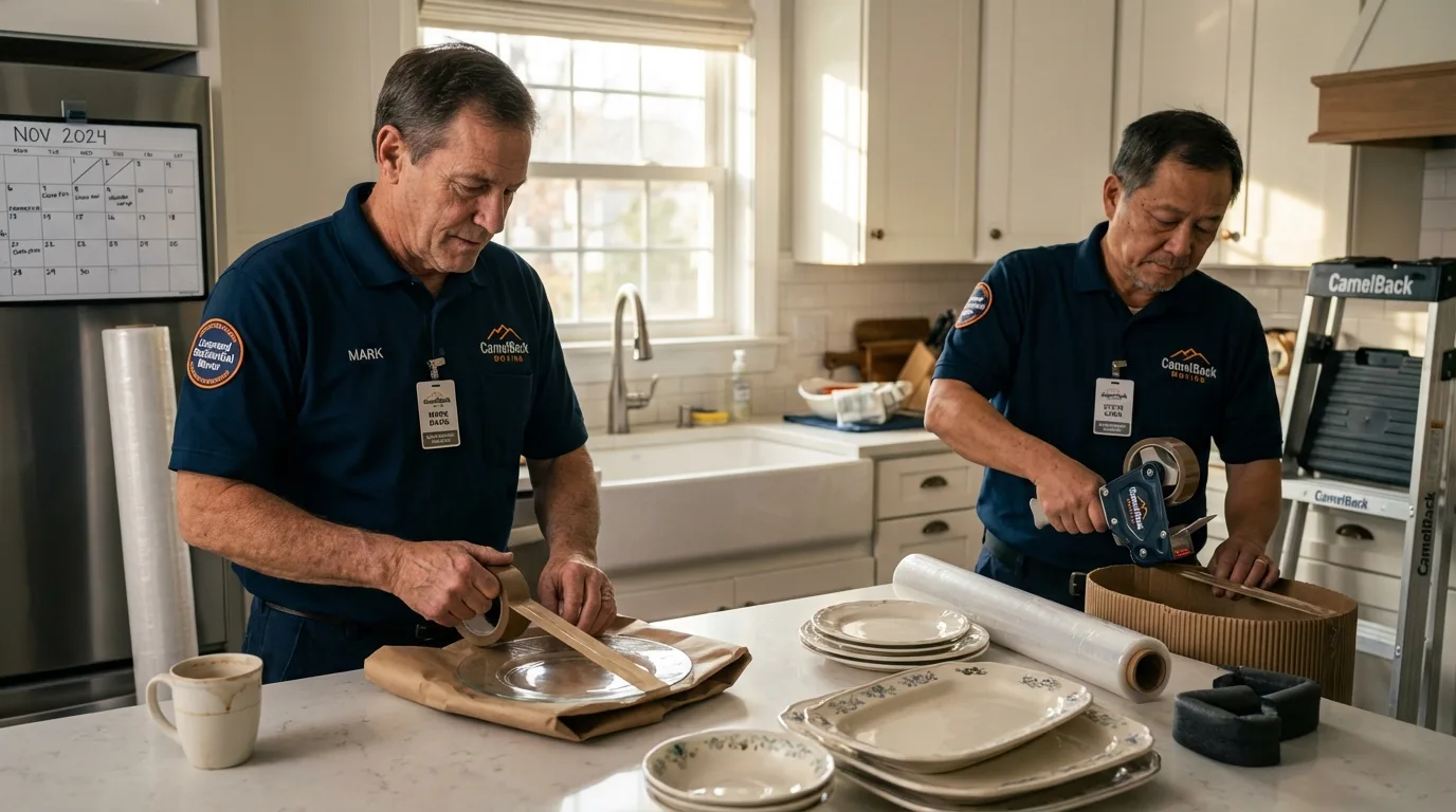 Professional crew packing kitchen dishware in Greenup, KY